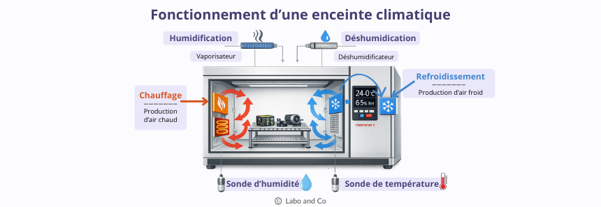 schéma fonctionnement d'une enceinte climatique de laboratoire